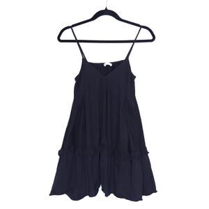 ZARA Ruffled Tiered Strap Dress Black Trapeze V Neck Unlined Mini Women's S